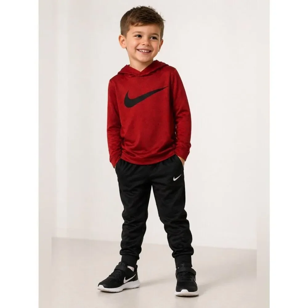 Nike Dri-FIT Red Hoodie Youth Size 5 (4–5Y) Swoosh Logo Athletic
